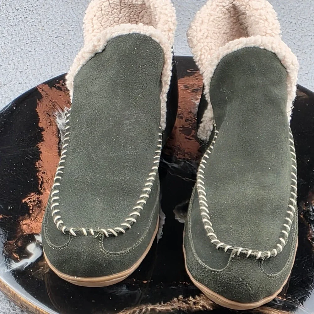Blondo Waterproof Suede Ankle Boots Women 9M Olive Green Sherpa‎ Lined